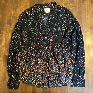 Maeve Anthropologie Size 6 Button Down Polka Dot Confetti Shirt Office Party 🎉